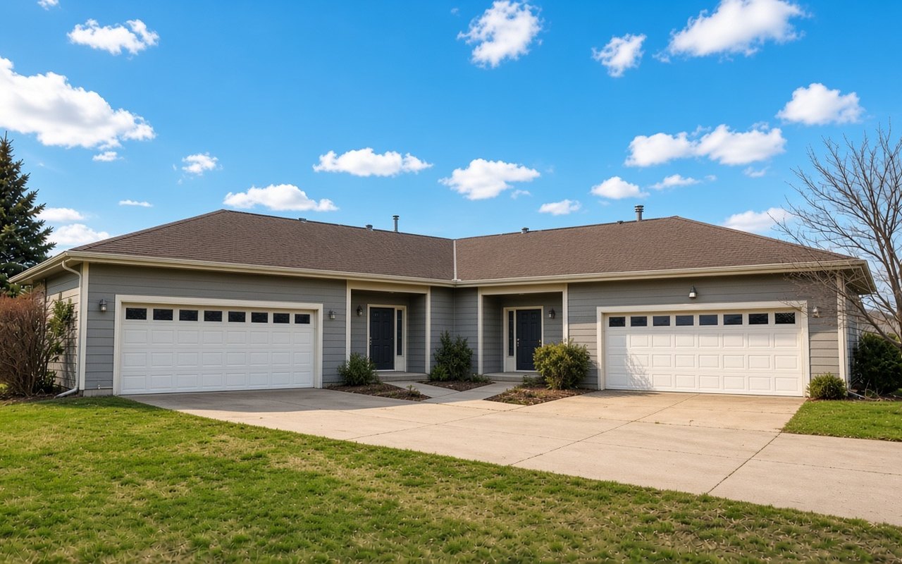 duplex, edited with blue sky and color correction