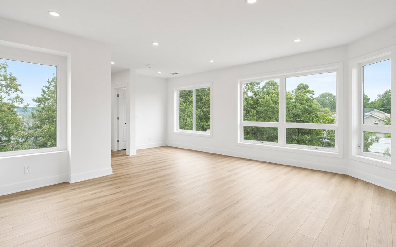 The same living room, empty